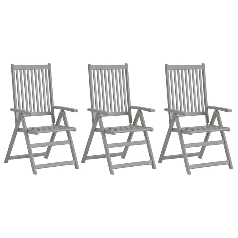Garden Reclining Chairs 3 pcs with Cushions Solid Acacia Wood Payday Deals