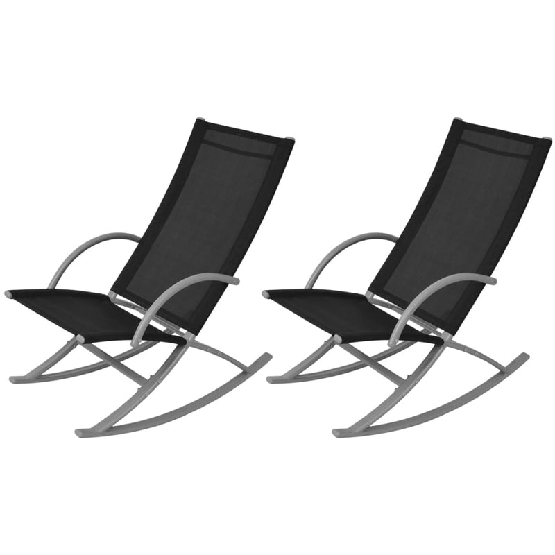 Garden Rocking Chairs 2 pcs Steel and Textilene Black Payday Deals