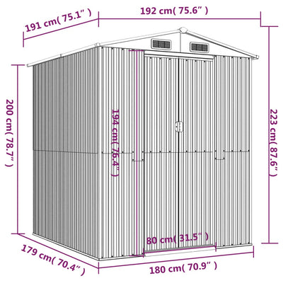 Garden Shed Light Brown 192x191x223 cm Galvanised Steel Payday Deals