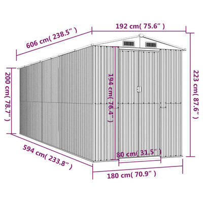 Garden Shed Light Brown 192x606x223 cm Galvanised Steel Payday Deals