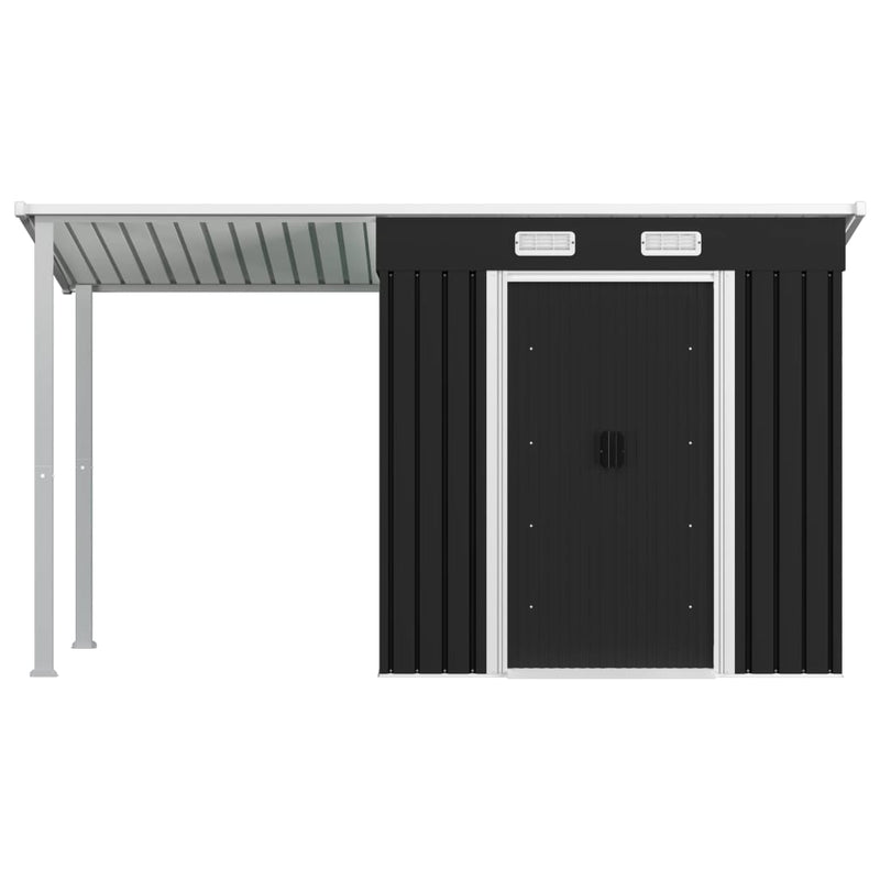 Garden Shed with Extended Roof Anthracite 346x121x181 cm Steel Payday Deals