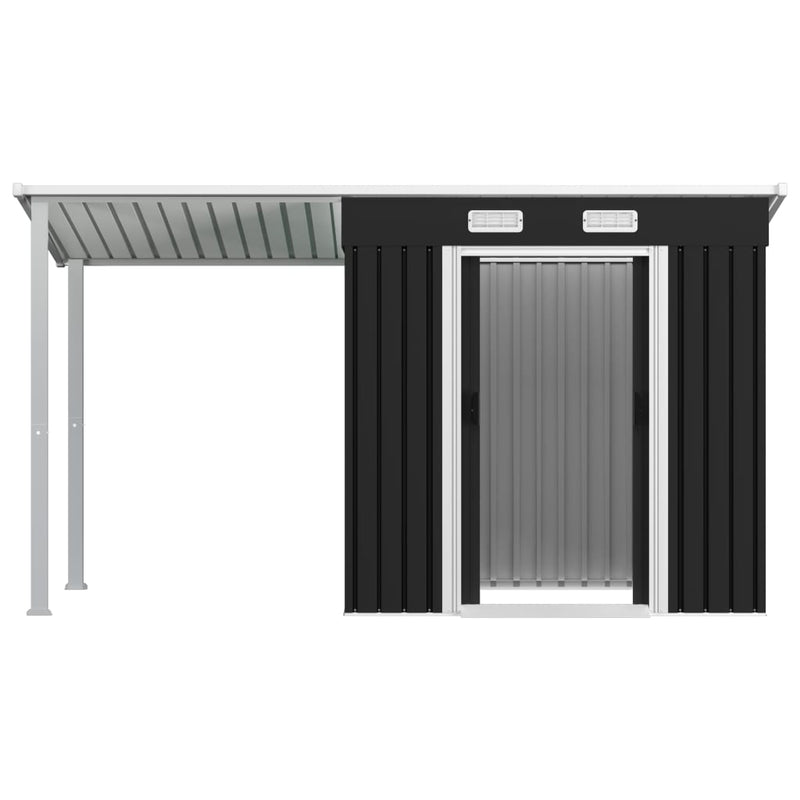 Garden Shed with Extended Roof Anthracite 346x121x181 cm Steel Payday Deals