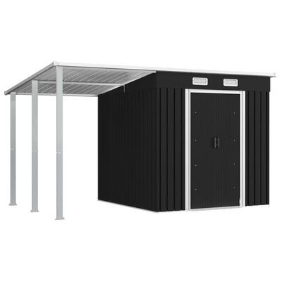 Garden Shed with Extended Roof Anthracite 346x193x181 cm Steel