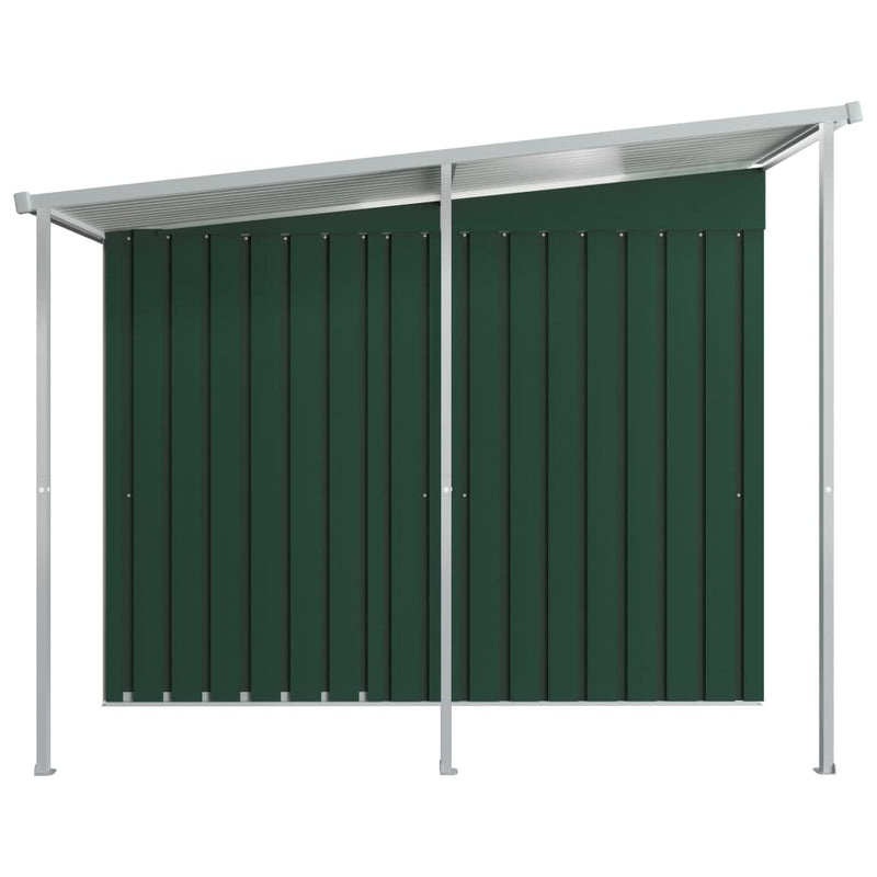 Garden Shed with Extended Roof Green 346x236x181 cm Steel Payday Deals