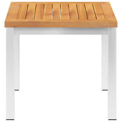 Garden Side Table 45x45x38 cm Solid Acacia Wood and Stainless Steel Payday Deals