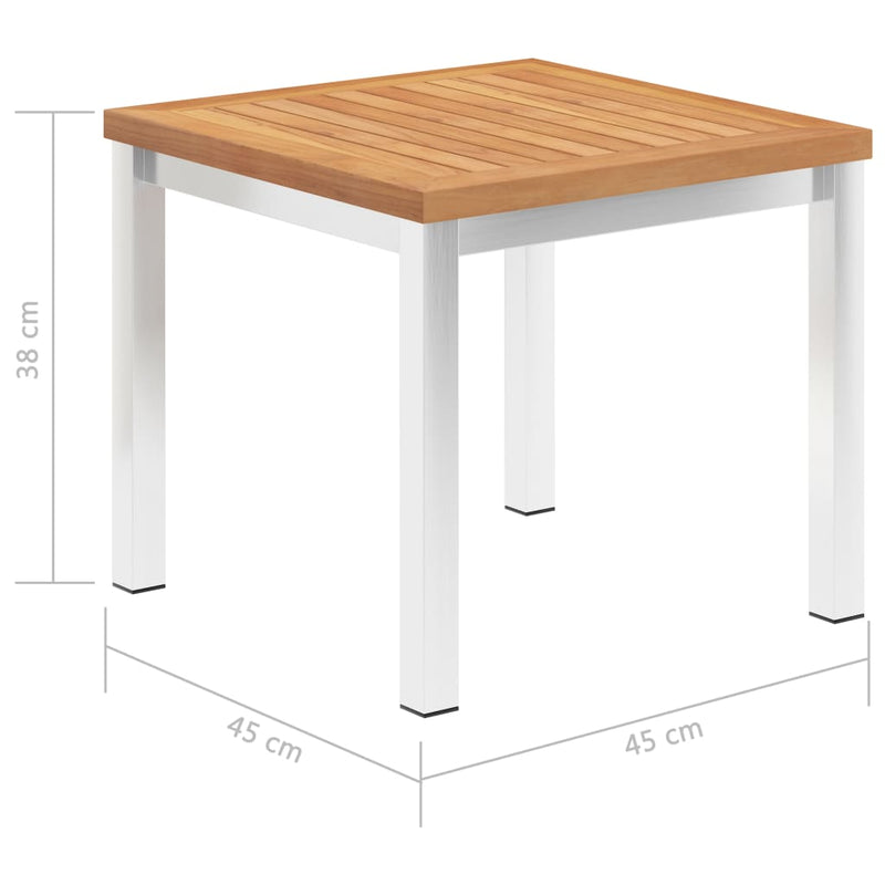 Garden Side Table 45x45x38 cm Solid Teak Wood and Stainless Steel Payday Deals