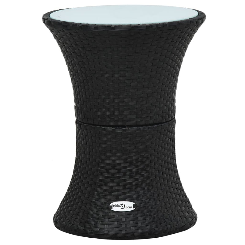 Garden Side Table Drum Shape Black Poly Rattan Payday Deals