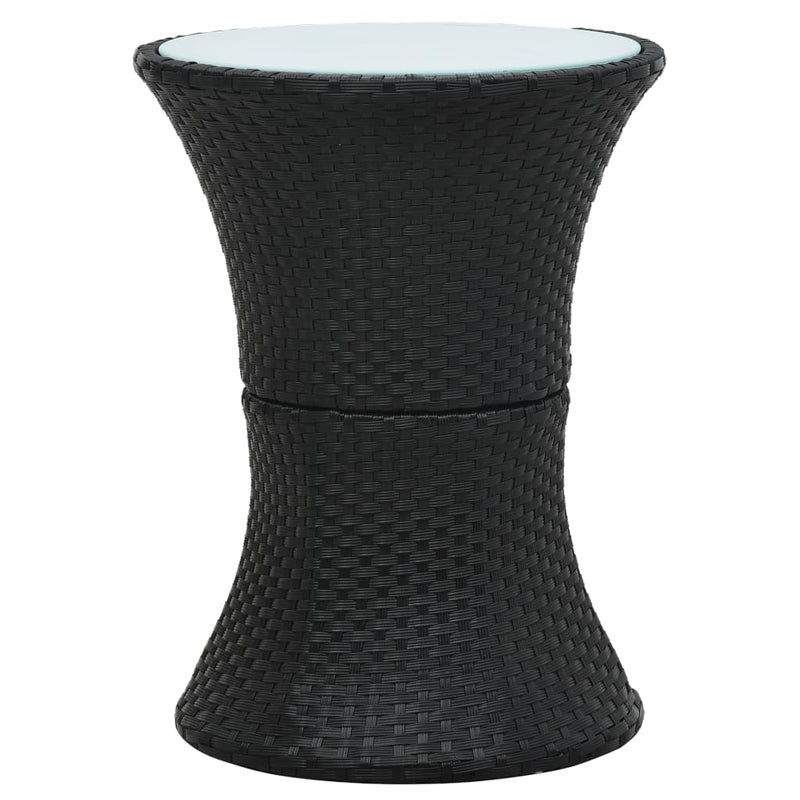 Garden Side Table Drum Shape Black Poly Rattan Payday Deals