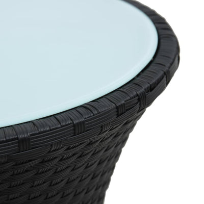 Garden Side Table Drum Shape Black Poly Rattan Payday Deals