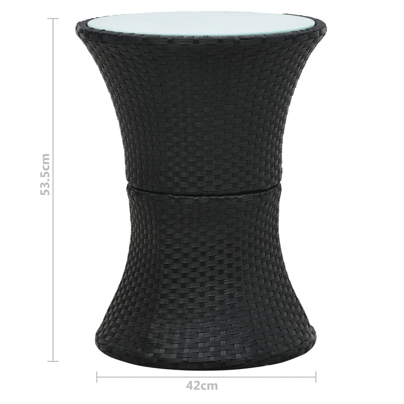 Garden Side Table Drum Shape Black Poly Rattan Payday Deals