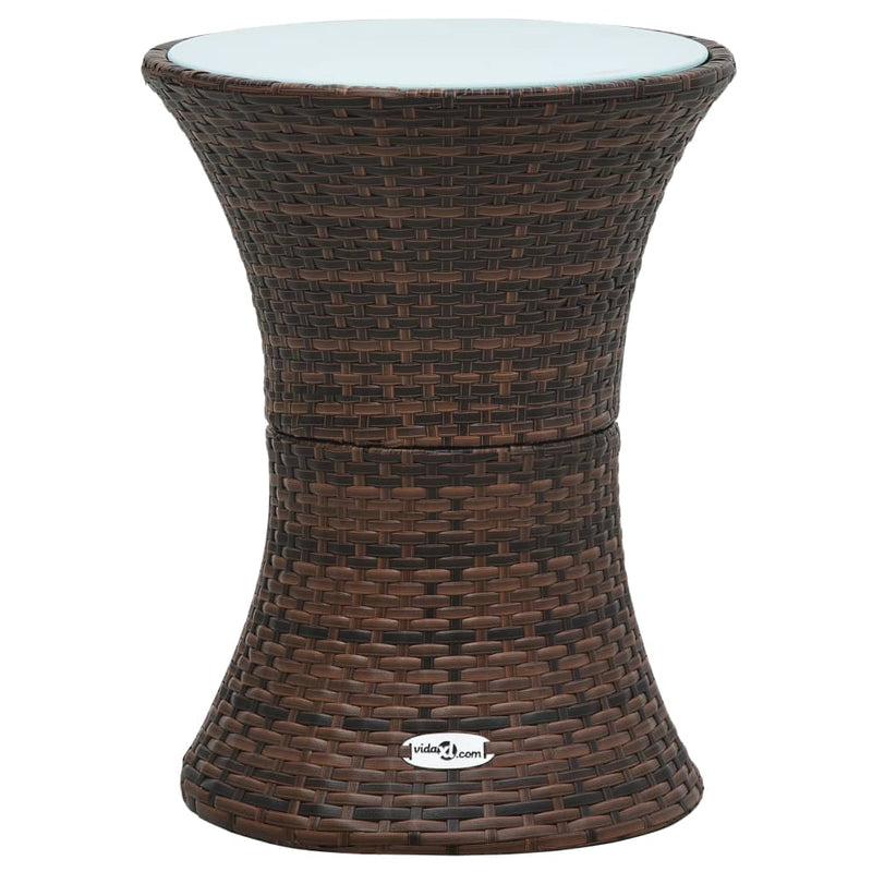 Garden Side Table Drum Shape Brown Poly Rattan Payday Deals