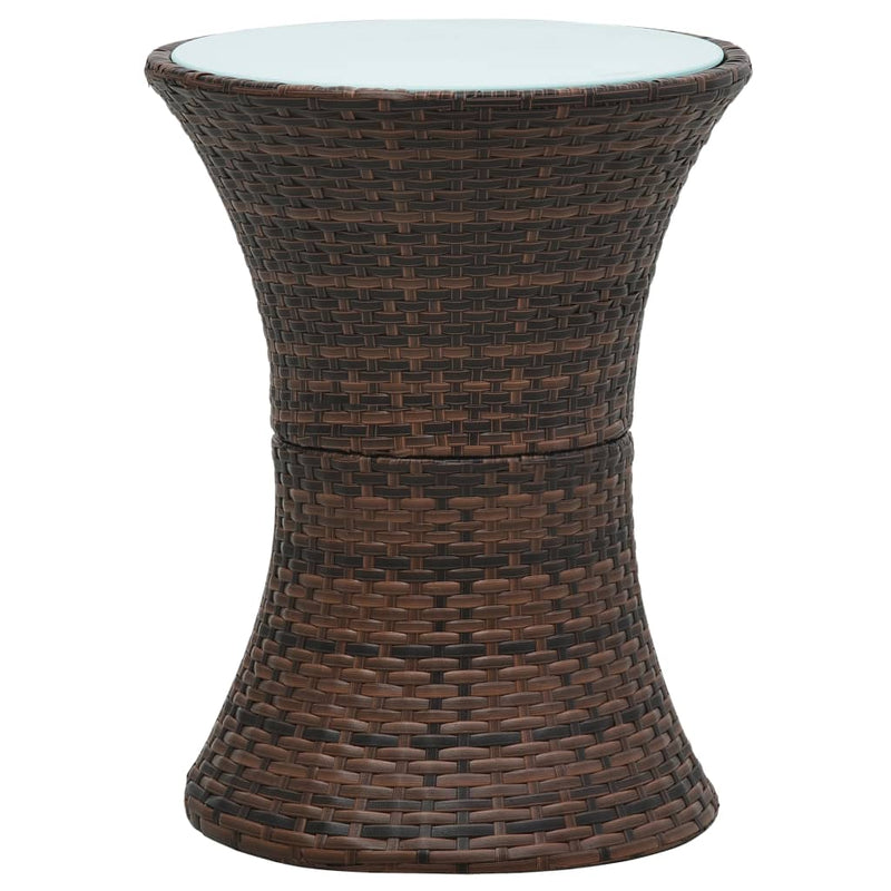 Garden Side Table Drum Shape Brown Poly Rattan Payday Deals