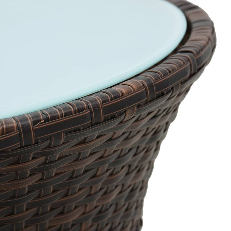 Garden Side Table Drum Shape Brown Poly Rattan Payday Deals