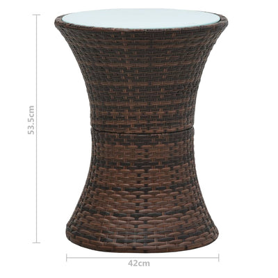 Garden Side Table Drum Shape Brown Poly Rattan Payday Deals