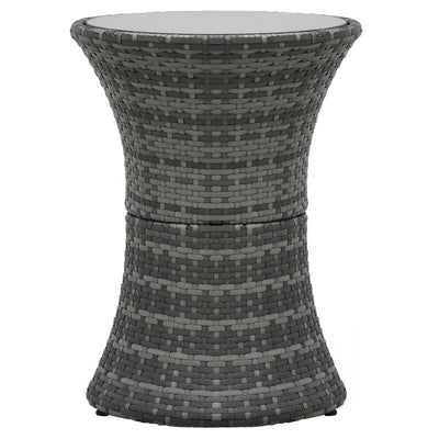 Garden Side Table Drum Shape Grey Poly Rattan Payday Deals