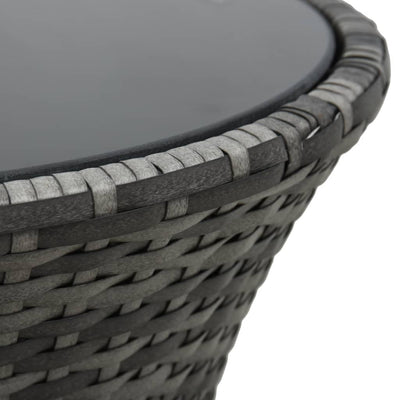 Garden Side Table Drum Shape Grey Poly Rattan Payday Deals