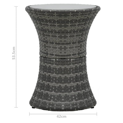 Garden Side Table Drum Shape Grey Poly Rattan Payday Deals