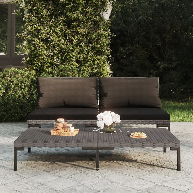 Garden Sofas 2pcs with Cushions Half Round Poly Rattan Payday Deals