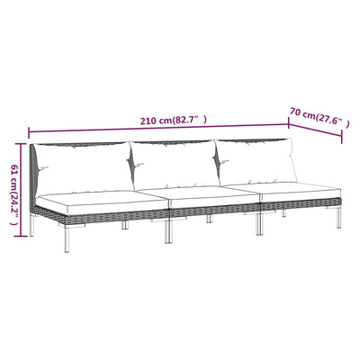 Garden Sofas 3pcs with Cushions Half Round Poly Rattan Payday Deals