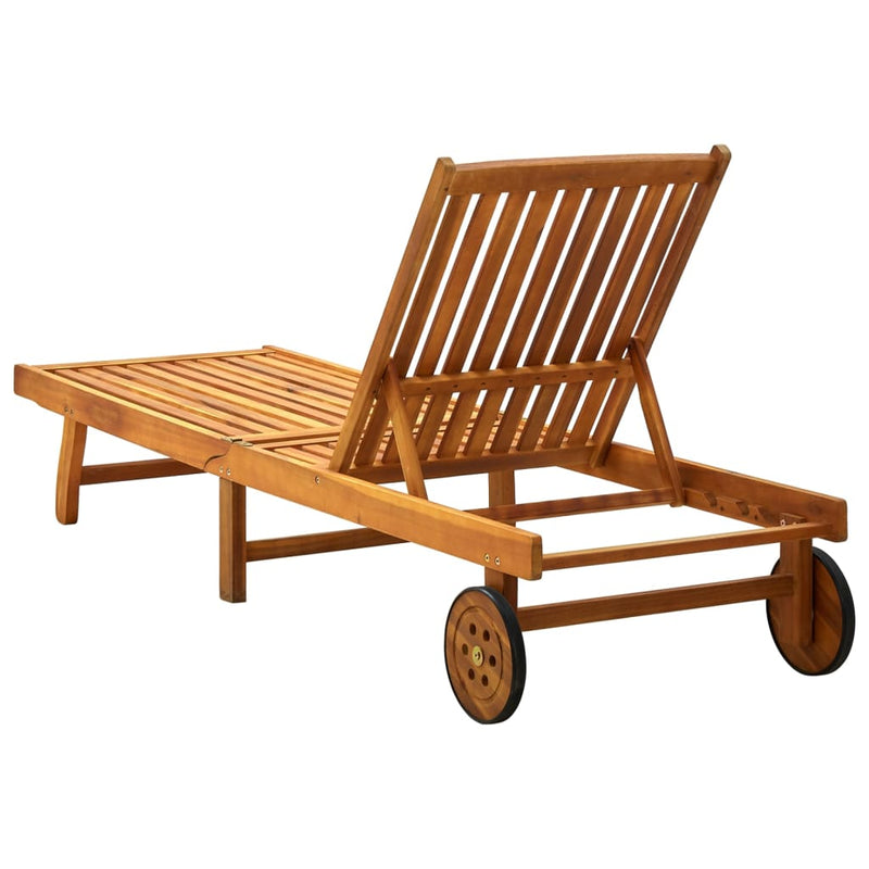 Garden Sun Lounger with Cushion Solid Acacia Wood Payday Deals