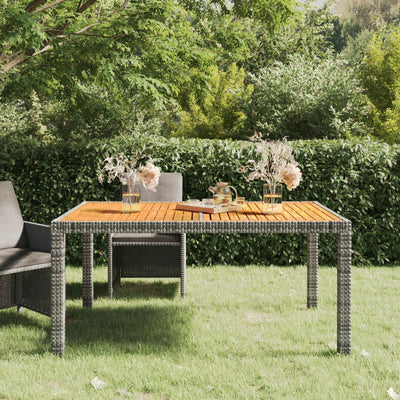 Garden Table 150x90x75 cm Poly Rattan and Acacia Wood Grey Payday Deals