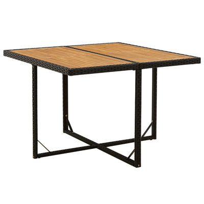 Garden Table Black 109x107x74 cm Poly Rattan&Solid Wood Acacia