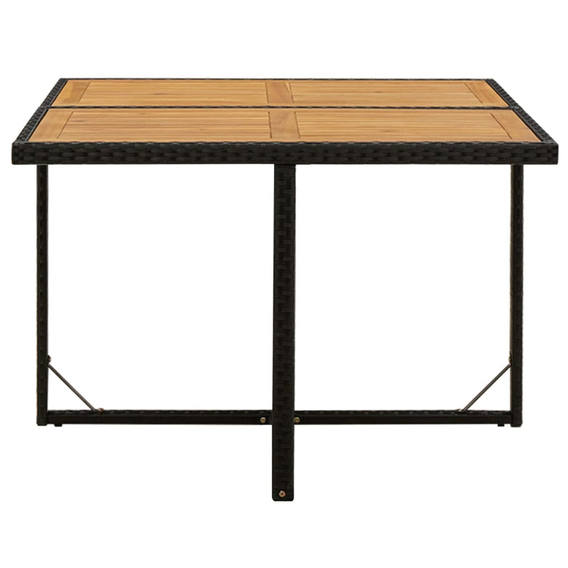 Garden Table Black 109x107x74 cm Poly Rattan&Solid Wood Acacia Payday Deals