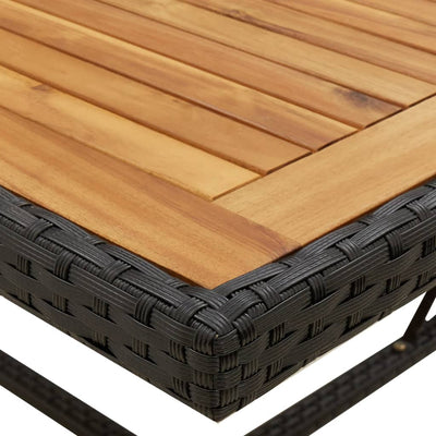 Garden Table Black 109x107x74 cm Poly Rattan&Solid Wood Acacia Payday Deals