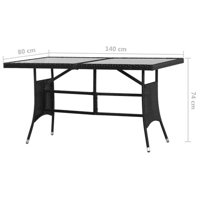 Garden Table Black 140x80x74 cm Poly Rattan Payday Deals