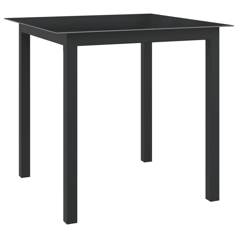 Garden Table Black 80x80x74 cm Aluminium and Glass Payday Deals