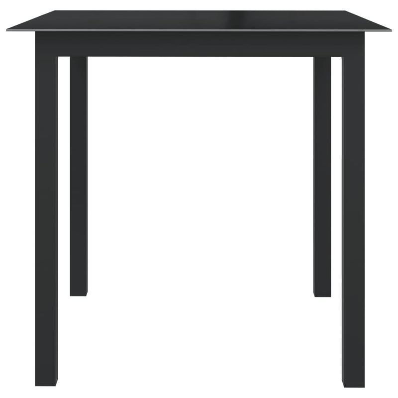 Garden Table Black 80x80x74 cm Aluminium and Glass Payday Deals