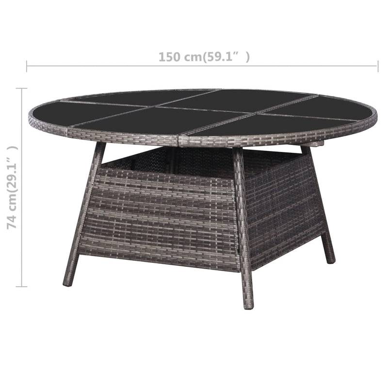 Garden Table Grey 150x74 cm Poly Rattan Payday Deals