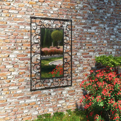 Garden Wall Mirror Rectangular 50x80 cm Black Payday Deals