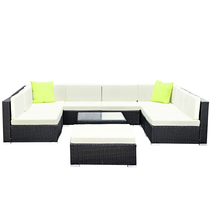 Gardeon 10PC Sofa Set with Storage Cover Outdoor Furniture Wicker Payday Deals