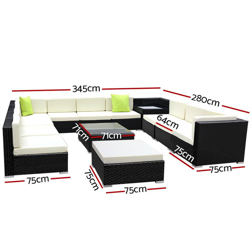 Gardeon 13PC Outdoor Furniture Sofa Set Wicker Garden Patio Lounge Payday Deals