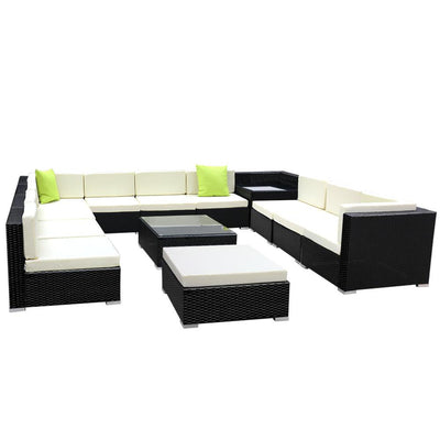 Gardeon 13PC Sofa Set with Storage Cover Outdoor Furniture Wicker Payday Deals