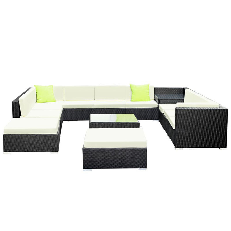 Gardeon 13PC Sofa Set with Storage Cover Outdoor Furniture Wicker Payday Deals