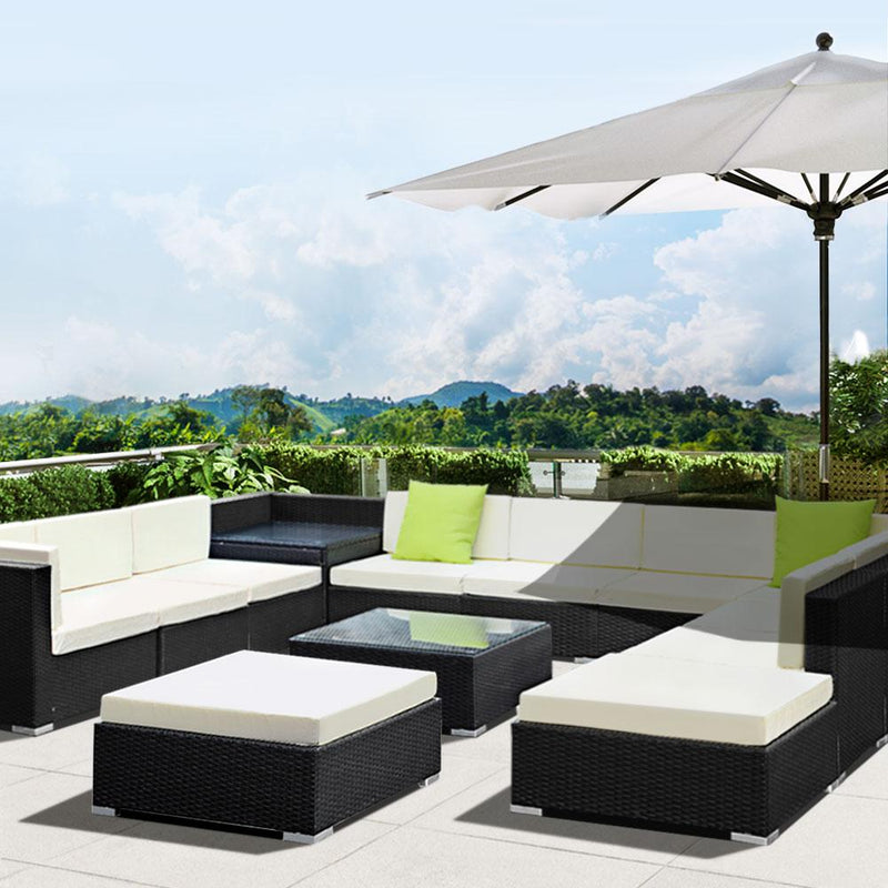 Gardeon 13PC Sofa Set with Storage Cover Outdoor Furniture Wicker Payday Deals