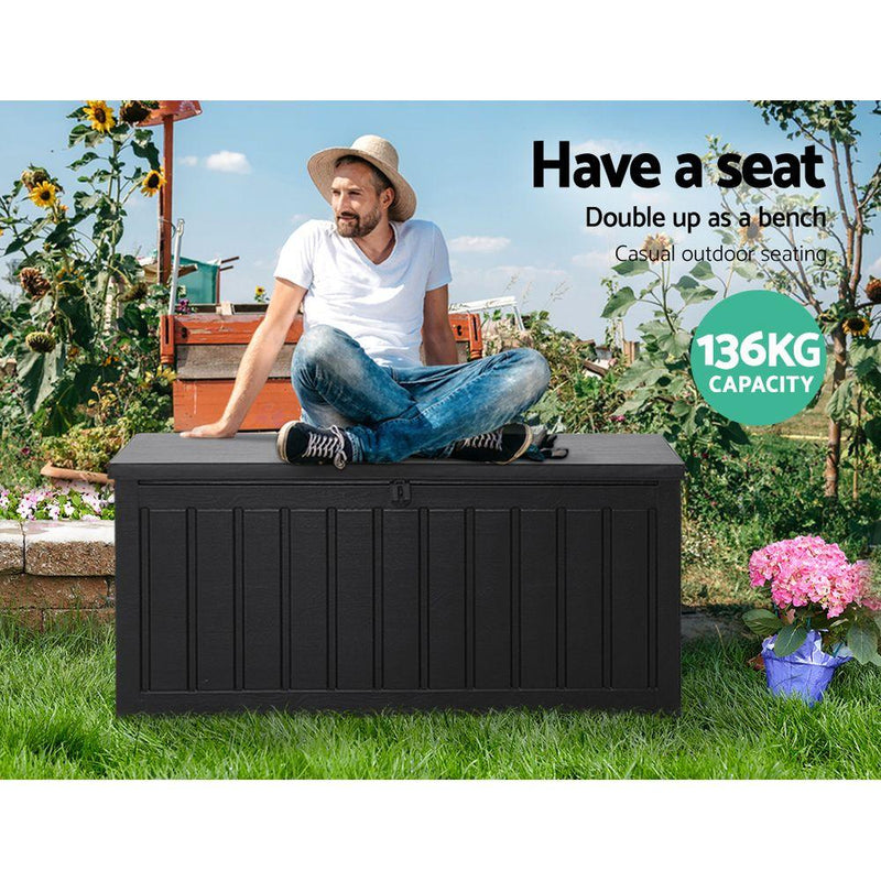 Gardeon 240L Outdoor Storage Box Lockable Bench Seat Garden Deck Toy Tool Sheds Payday Deals