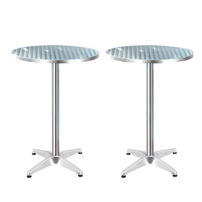 Gardeon 2pcs Outdoor Bar Table Furniture Adjustable Aluminium Cafe Table Round Payday Deals