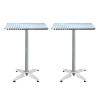 Gardeon 2pcs Outdoor Bar Table Furniture Adjustable Aluminium Square Cafe Table Payday Deals