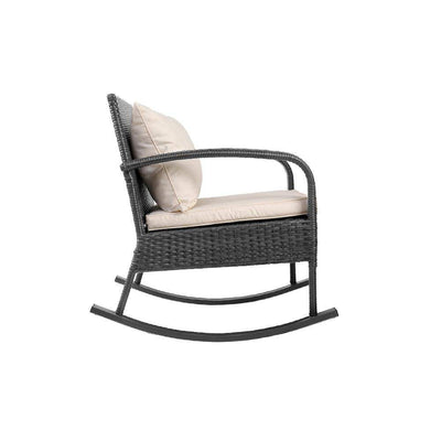 Gardeon 3 Piece Outdoor Chair Rocking Set - Grey