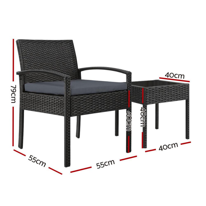 Gardeon 3-piece Outdoor Set - Black Payday Deals