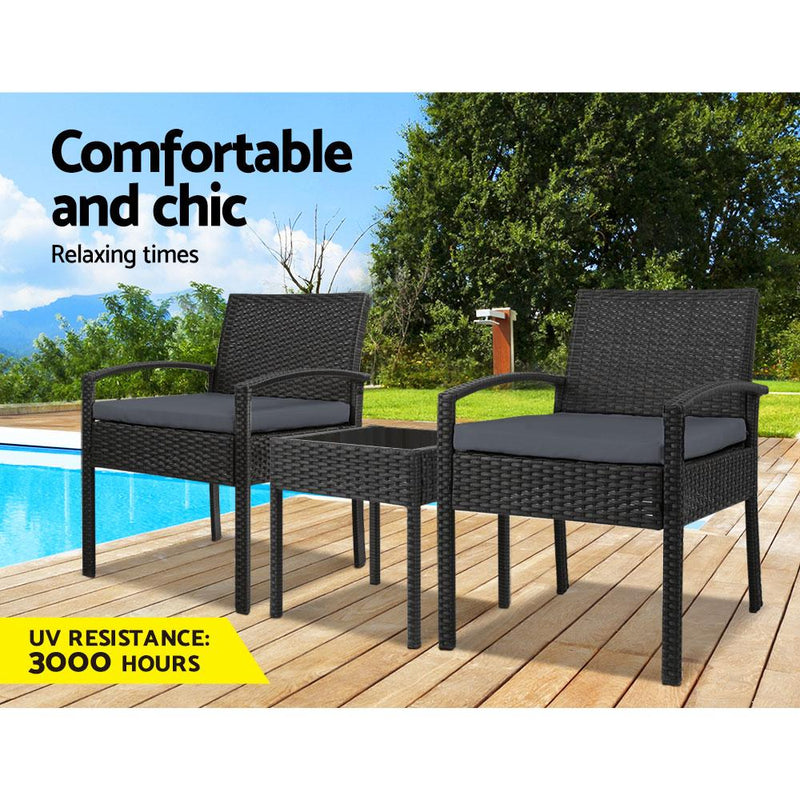 Gardeon 3-piece Outdoor Set - Black Payday Deals