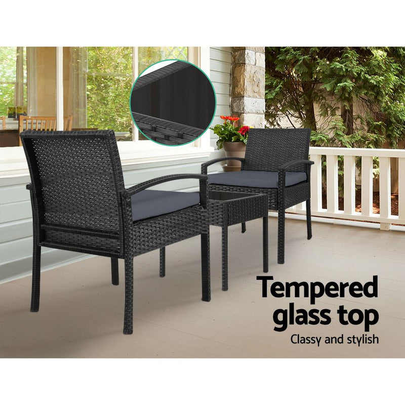 Gardeon 3-piece Outdoor Set - Black Payday Deals