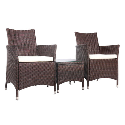 Gardeon 3 Piece Wicker Outdoor Furniture Set - Brown Payday Deals