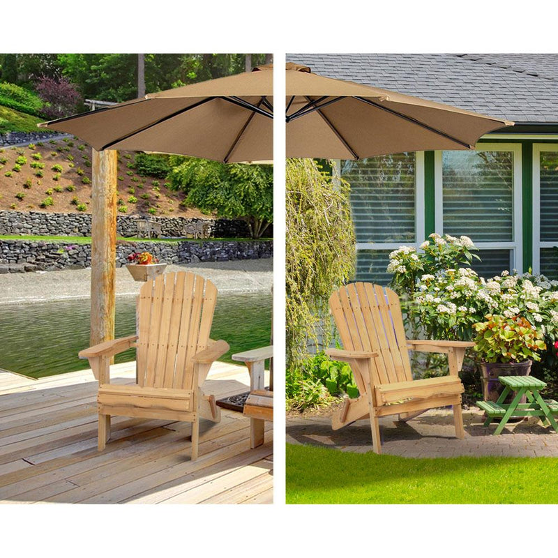 Gardeon 3 Piece Wooden Outdoor Beach Chair and Table Set Payday Deals