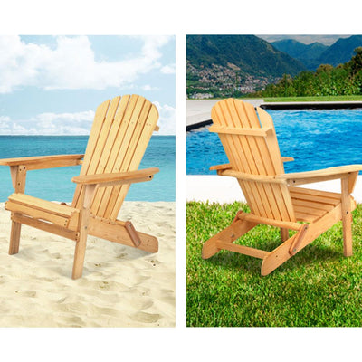 Gardeon 3 Piece Wooden Outdoor Beach Chair and Table Set Payday Deals