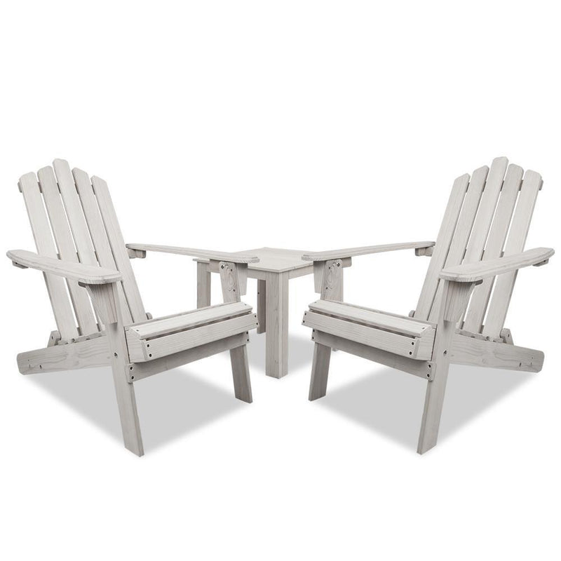 Gardeon 3pc Adirondack Outdoor Beach Chair Table Beige