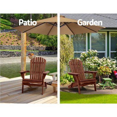 Gardeon 3PC Outdoor Setting Beach Chairs Table Wooden Adirondack Lounge Garden Payday Deals
